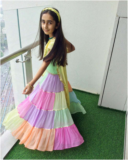 Checked Choli + Ghaghra Set